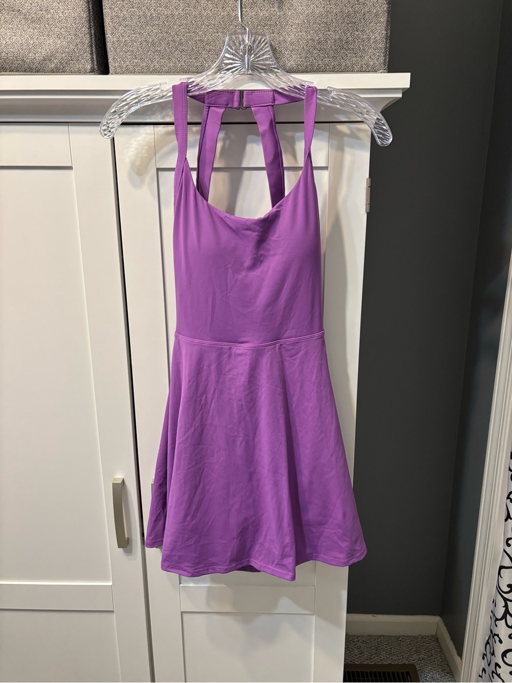 HALARA Purple Backless Twisted Active Dress Flared Skirt Dance Tennis Workout NW